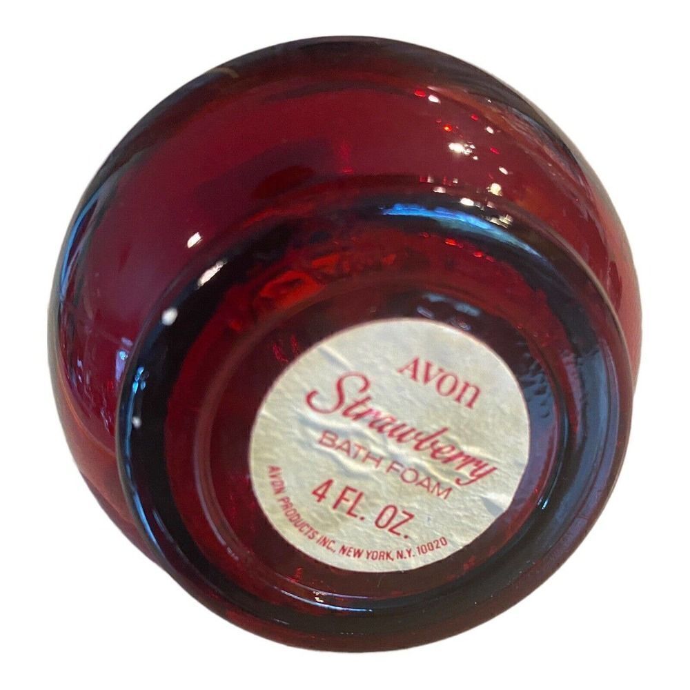 Vintage 1970 Avon Strawberry Bath Foam Red Cruet Bottle- Empty - Picture 6 of 7